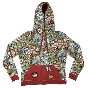 Disney World Disneyland Vtg Graphic Sweatshirt Hoodie XL Tinkerbell Bambi Mickey
